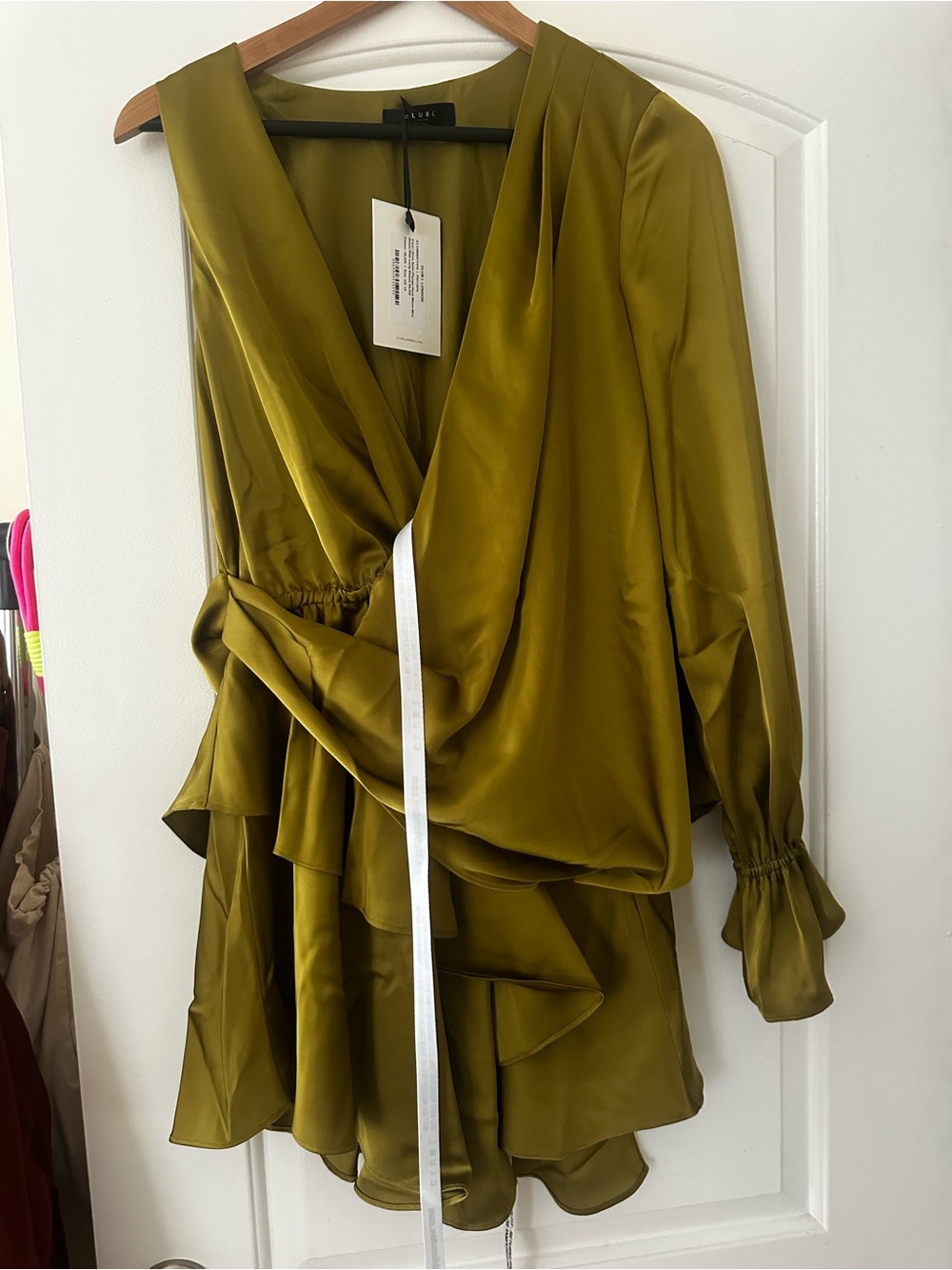 Club L London Olive Satin Dress